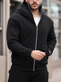 3 İplik Şardonlu Çift Kapşonlu Sweat Sİyah Mk 68