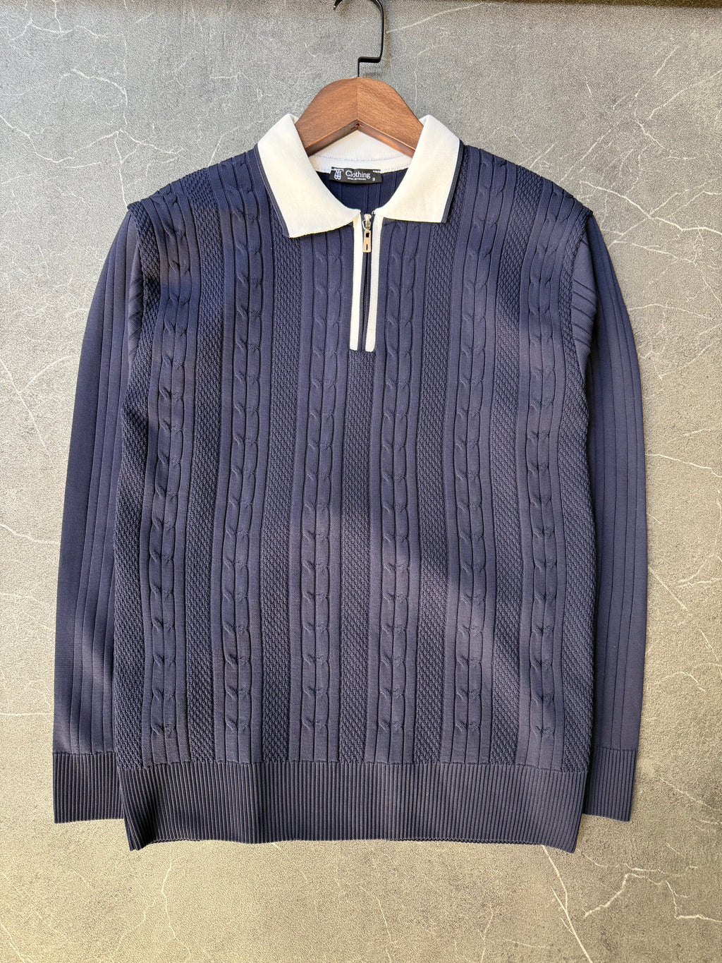 Fermuarlı Polo Yaka Triko Mor 156