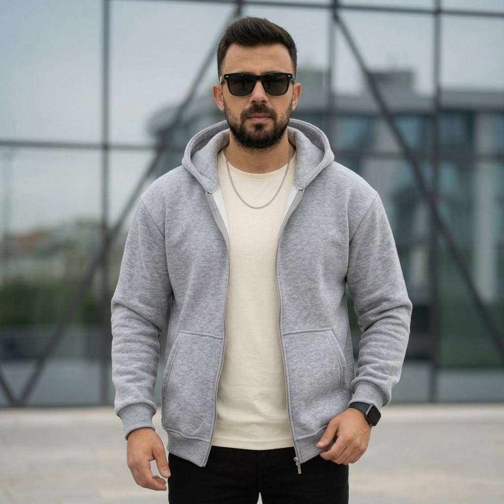 SIRT ÇANTALI KAPŞONLU SWEAT GRİ MK69