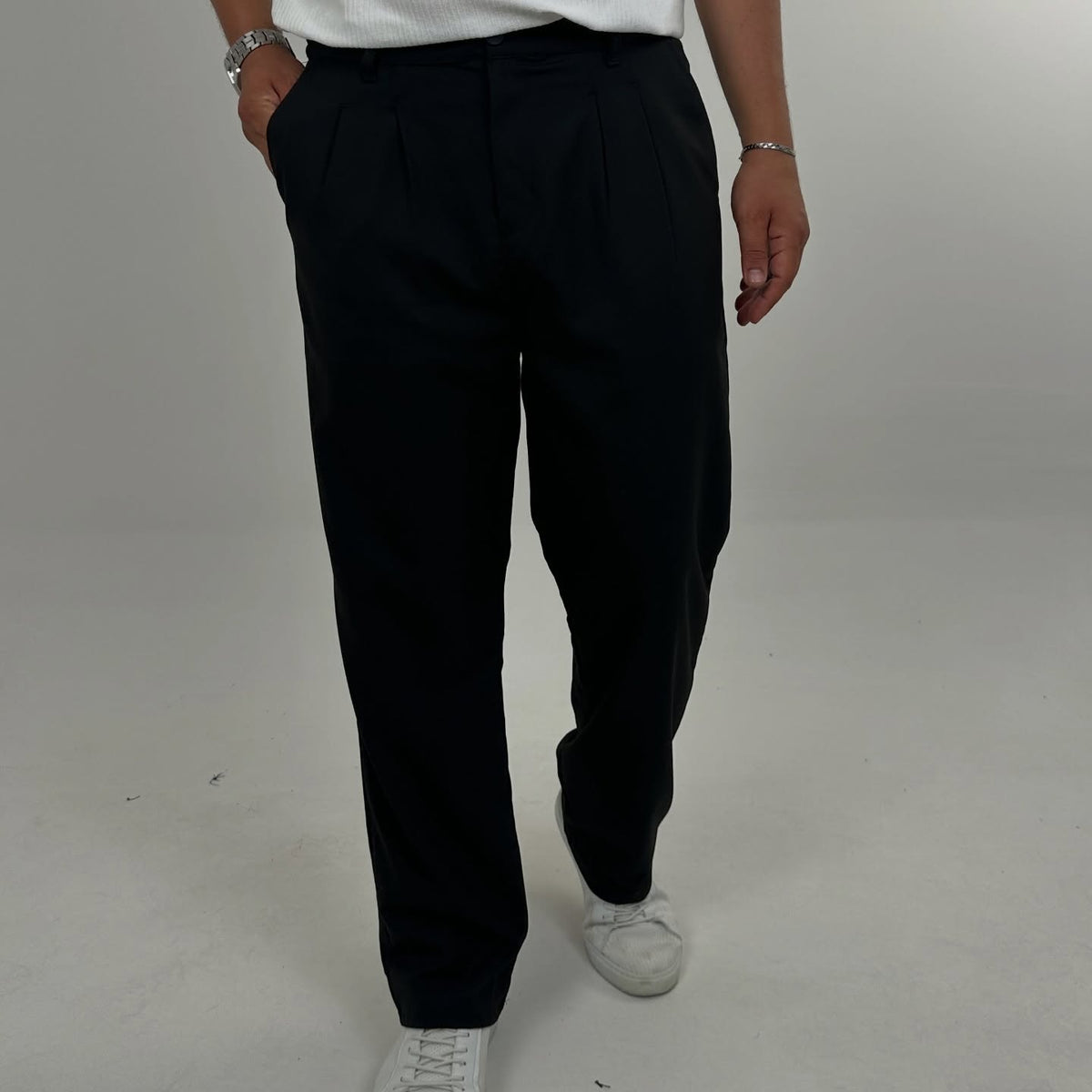 BAGGY KALIP KETEN PANTOLON SİYAH  MK148