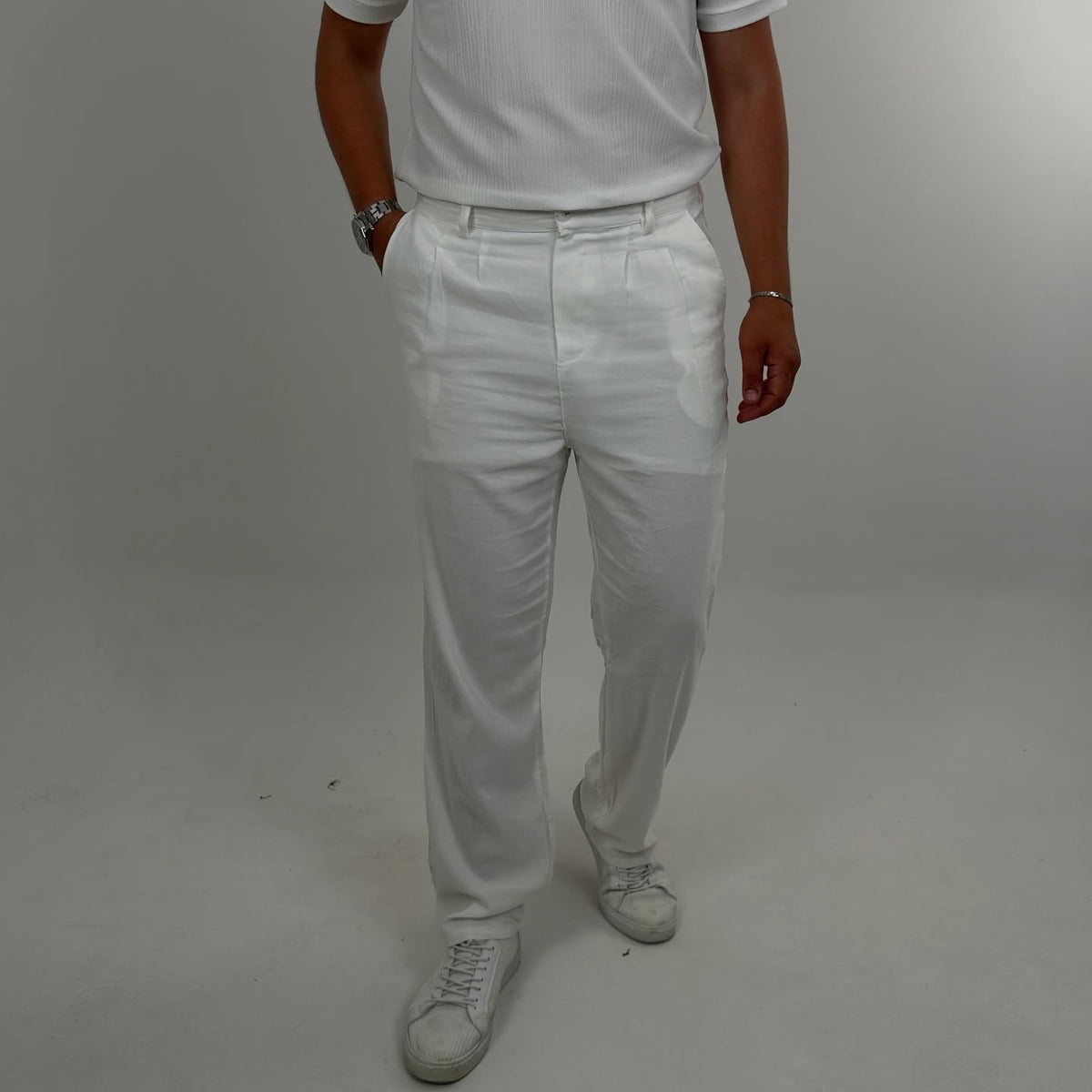 BAGGY KALIP KETEN PANTOLON BEYAZ  MK147